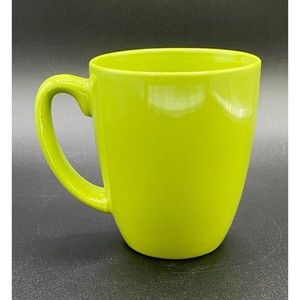 Corelle Stoneware Coffee Mug Garden Sketch Bands Olive Lime Green (4)